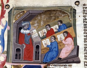 Uniwersytet. Rękopis z XIV wieku. Biblioteka Narodowa Braiden. Mediolan autorstwa Unknown artist
