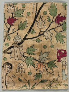 Aksamitny fragment, Khusrau widzi kąpiel Shirin autorstwa Unknown artist