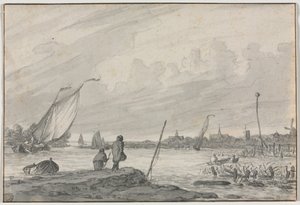 Widok Alkmaar z łodziami autorstwa Unknown artist