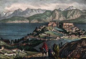 Widok na Świecę i łańcuch Atlas, miasto zdobyte przez generała Trézela francuskiej armii Afryki w 1833 roku. W „”Storia d