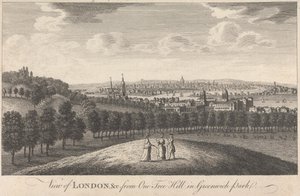 Widok na Londyn i kościół z One Tree Hill w Greenwich Park autorstwa Unknown artist