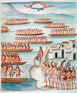 Widok na Tlatelolco otoczone laguną, Meksyk (Akwarela, ok. 1770-1780) autorstwa Unknown artist