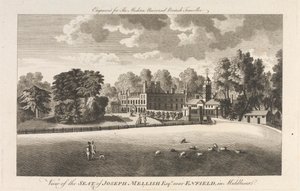 Widok siedziby Josepha Mellisha, Esquire w pobliżu Enfield w Middlesex, Outer Suburb - North autorstwa Unknown artist
