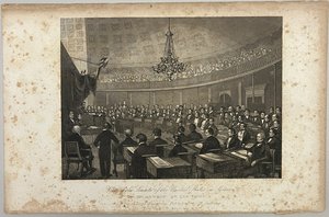 Widok na obradujący Senat Stanów Zjednoczonych autorstwa Unknown artist