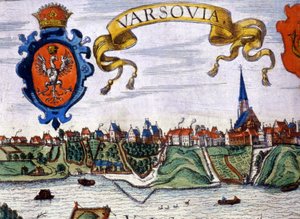 Widok miasta Warszawy z herbem miasta. 1780. autorstwa Unknown artist