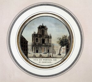 Widok na bramę św Gervais (św. Gervais) - grawer autorstwa Unknown artist