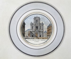 Widok na bramę św Gervais (św. Gervais) - grawer autorstwa Unknown artist