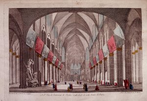 Widok wnętrza Notre-Dame de Paris - widok optyczny autorstwa Unknown artist
