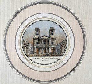 Widok portalu św. Eustachego w Paryżu - grawer autorstwa Unknown artist