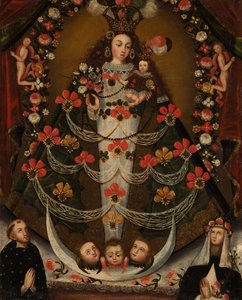 Dziewica z Pomaty ze świętym Mikołajem Tolentino i świętą Różą z Limy autorstwa Unknown artist