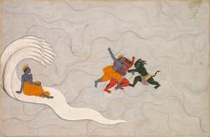 Wisznu Bitwy Madhu i Kaitabha z Markandeja Purana autorstwa Unknown artist