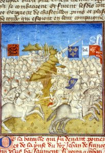 Wojna stuletnia: Bitwa pod Poitiers – w „Grandes Chronicles de Saint-Denis”, koniec XIV wieku (ref. 512, 392v) autorstwa Unknown artist
