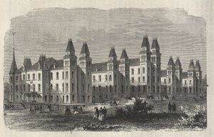 Szpital dla imigrantów Ward Island – Stan Nowy Jork – Ustanowienie Komisji Emigracyjnej – Grawerowanie w „The Illustrious Universe” z 1869 roku autorstwa Unknown artist