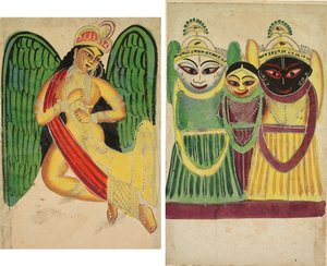 Skrzydlata Apsara z Rogiem (recto); Trio Jagannatha (odwrócone) autorstwa Unknown artist