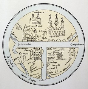 Mapa świata z XI-wiecznego rękopisu w Lipsku autorstwa Unknown artist
