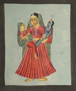 Yaśoda trzymająca Kryszna i Radha autorstwa Unknown artist