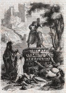 Zerbin na Bucherze, Delivre by Roland - rycina z 1851 r. z „Wściekły Rolanda” autorstwa Unknown artist