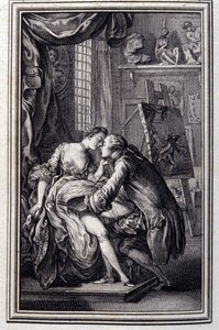 stół- w „Opowieściach i opowiadaniach wierszem”” Jean La Fontaine. 1762. autorstwa Unknown artist