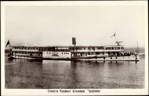 Turystyczny parowiec Cooka "Sudan" (zdjęcie czarno-białe) autorstwa Unknown photographer