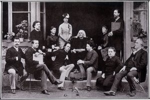 Franciszek Liszt (1811-1886), w Weimarze, w kręgu swoich ulubionych uczniów. autorstwa Unknown photographer