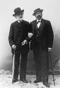 Giuseppe Verdi, włoski kompozytor (1813-1901) i tenor Francesco Tamagno (1850-1905) w Montecatini pod koniec XIX wieku. autorstwa Unknown photographer