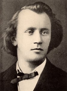 Johannes Brahms (1833-1897), niemiecki kompozytor, półton w 1866 r. (druk) autorstwa Unknown photographer