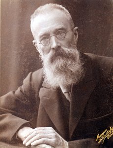 Portret Mikołaja (Nikolai) Rimskiego Kroskowa (Rimsky-Kroskov) (1844-1906)), rosyjskiego kompozytora. Fotografia z XIX wieku. autorstwa Unknown photographer