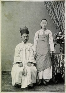 Portret urzędnika Coreen i jego żony pod koniec XIX wieku. autorstwa Unknown photographer