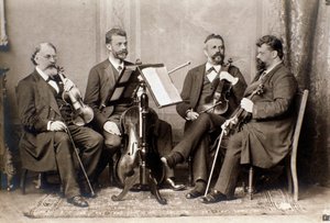 Portret członków kwartetu Joachima, ok. 1900 r. (zdjęcie czarno-białe) autorstwa Unknown photographer
