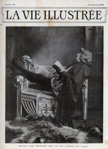 Sarah Bernhardt (1844-1923) w roli Hamleta Szekspira - okładka Illustered Life of 1899 autorstwa Unknown photographer
