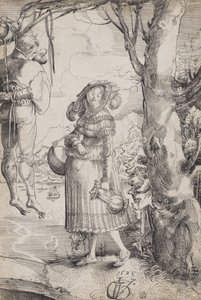 Kobieta w pobliżu powieszonego mężczyzny autorstwa Urs (1485-1528) Graf