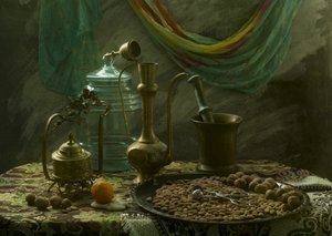 Stół w stylu vintage z motywem martwej natury autorstwa UstinaGreen