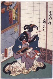 Nakamura Shikan no papel da raposa Kuzunoha (Kuzunoha Kitsune) (impressão em xilogravura colorida)polonês