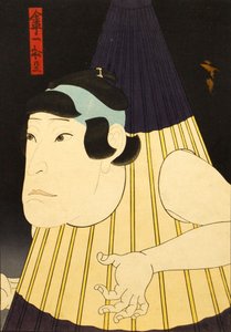 Niezidentyfikowany aktor w roli parasolowego potwora, ca. 1852. autorstwa Utagawa Hirosada