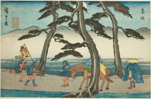Akasaka, z serii „pięćdziesiąt trzy dźwięki Stachi s f te stopień miejski (stopień miejski, główna góra)” autorstwa Utagawa Hiroshige