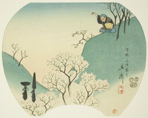Starożytna historia starca, który sprawił, że drzewa zakwitły autorstwa Utagawa Hiroshige