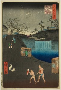 Blue Sope, Ręka Tygrysa w Otsui (Toranomon-zewnętrzna Aoi-zaka), z serii „Ridge dre d fa net s widoki Edo (Sto słynnych widoków Edo)” autorstwa Utagawa Hiroshige