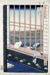Pola ryżowe Asakusa podczas święta Koguta z serii „Meisho Edo Hyakkei” (Sto widoków Edo) 1861 (kolorowy drzeworyt)