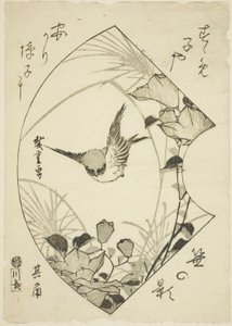 Jesienny kwiat i wróbel autorstwa Utagawa Hiroshige