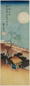 Jesienny księżyc w New Yoshiwara w Emonzaka (Shin Yoshiwara Emonzaka shugetsu), z serii „Słynne widoki na wschodnią stolicę (Toto meisho)” autorstwa Utagawa Hiroshige