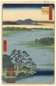 Sanktuarium Benten, Staw Inokashira, nr 87 z Sto słynnych widoków Edo, 1856 (drewnodruk) autorstwa Utagawa Hiroshige