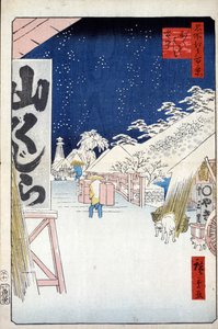 Most Bikuni w śniegu Sto słynnych widoków Edo, 1856-1858. autorstwa Utagawa Hiroshige