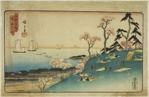 Wiśniowe kwiaty na wzgórzu Goten (Gotenyama no hana), z serii „Słynne miejsca w Edo (Koto meisho)” autorstwa Utagawa Hiroshige