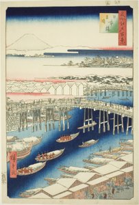 C ware af r S w at Japan B powód (Nihonbashi snow clear), z serii „Ridge dre d fa net views f Edo (słynne miejsce Edo 100 wyświetleń)” autorstwa Utagawa Hiroshige