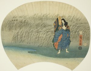 Para uciekająca, z odcinka Akutagawa w Opowieściach Ise autorstwa Utagawa Hiroshige