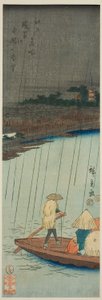 Odległy widok świątyni Kinryuzan z rzeki Asakusa, z serii „Słynne miejsca w Edo (Edo meisho)” autorstwa Utagawa Hiroshige