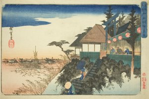 Wschodnie wejście do świątyni Kanda Myojin (Kanda Myojin higashizaka), z serii „Słynne miejsca we wschodniej stolicy (Toto meisho)” autorstwa Utagawa Hiroshige
