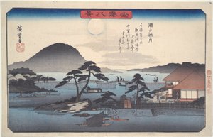 Osiem widoków Kanazawy #3: Jesienny księżyc w Seto autorstwa Utagawa Hiroshige