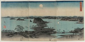 Osiem widoków Kanazawy nocą autorstwa Utagawa Hiroshige