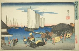 Wieczorny widok Takanawy (Takanawa no yukei), z cyklu „Słynne miejsca we wschodniej stolicy (Toto meisho)” autorstwa Utagawa Hiroshige